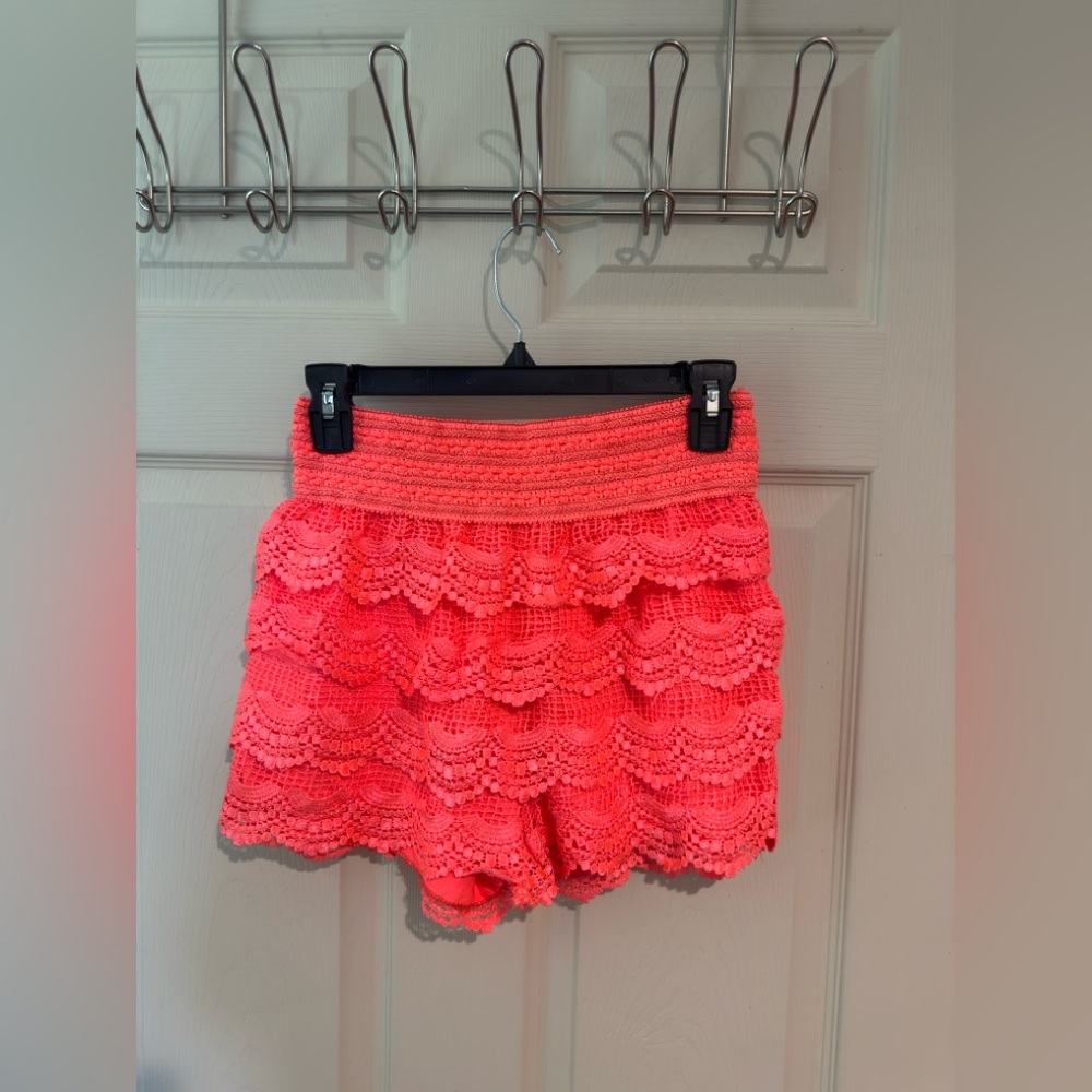 Coral Crochet Lace Shorts